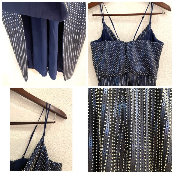 NWT Haney Elise Sequin Embellished Thigh-Slit Midi Cocktail Dress Flapper Gatsby - Picture 14 of 16